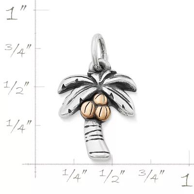 Tropical Palm Tree Charm in Sterling Silver and Bronze - Image 6