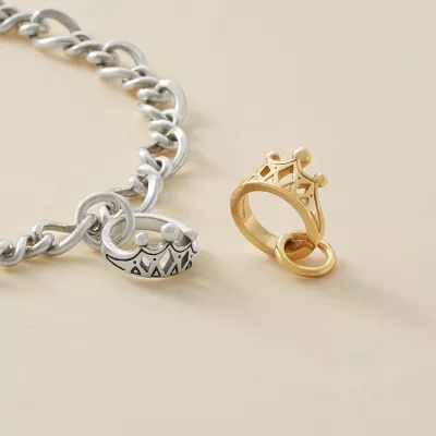 Tiny Tiara Charm in Sterling Silver or 14K Yellow Gold - Image 3