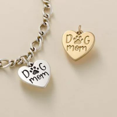 "Dog Mom" Charm in Sterling Silver or 14K Yellow Gold - Image 3