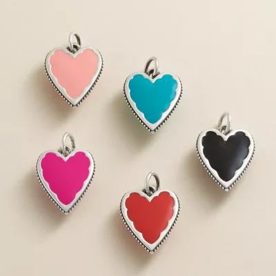 Enamel Heart Charm in Sterling Silver - Image 3