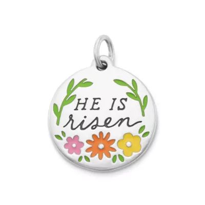 Enamel "He is Risen" Charm in Sterling Silver