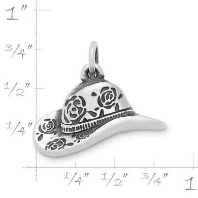 Floral Cowgirl Hat Charm in Sterling Silver - Image 3
