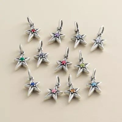 Shining Star Birthstone Charm in Sterling Silver - Image 2