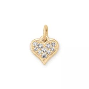 Delicate Pave Diamond Heart Pendant in 14K Yellow Gold