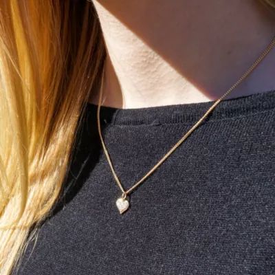 Delicate Pave Diamond Heart Pendant in 14K Yellow Gold - Image 4