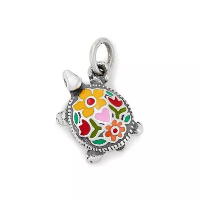 Enamel Festive Turtle Charm in Sterling Silver