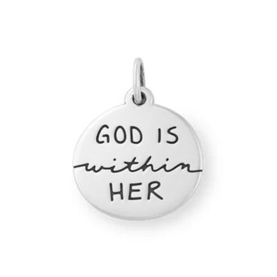 "God Is Within Her" Charm in Sterling Silver or 14K Yellow Gold
