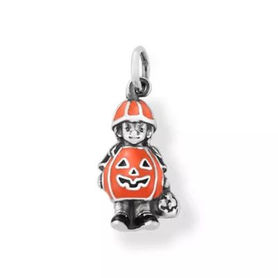 Enamel Pumpkin Costume Charm in Sterling Silver
