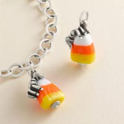 Sweet and Spooky Halloween Art Glass Charm in Sterling Silver - Image 3