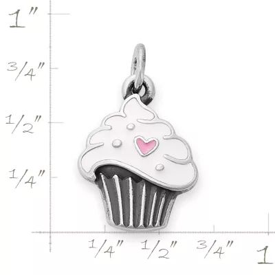 Enamel Sweetheart Cupcake Charm in Sterling Silver - Image 3