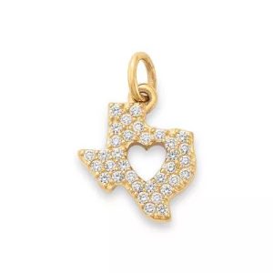 Pave Diamond Deep in the Heart of Texas Pendant in 14K Yellow Gold