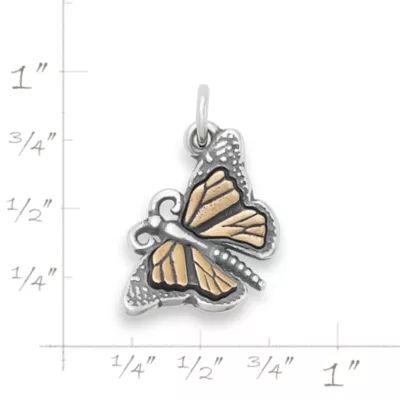 Monarch Butterfly Charm in Sterling Silver and Bronze - Image 9