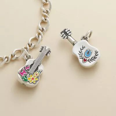 Enamel Festive Guitar Charm in Sterling Silver - Image 3