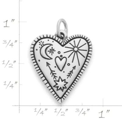 Western Sky Heart Charm in Sterling Silver - Image 4