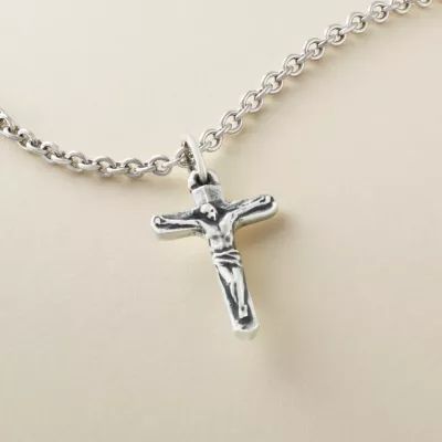 Chiseled Crucifix Pendant in Sterling Silver - Image 2