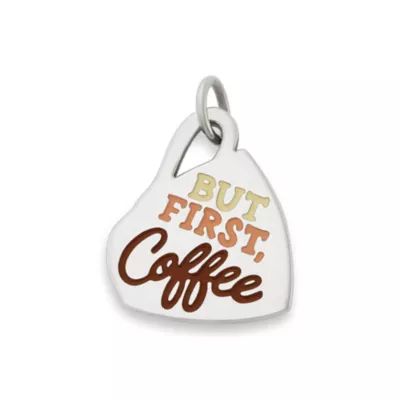 Enamel But First Coffee Charm in Sterling Silver