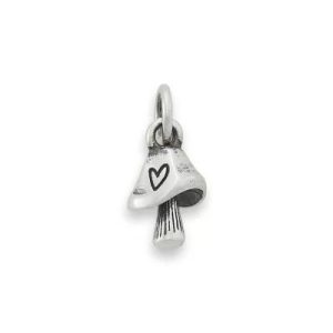 Mini Mushroom with Heart Charm in Sterling Silver