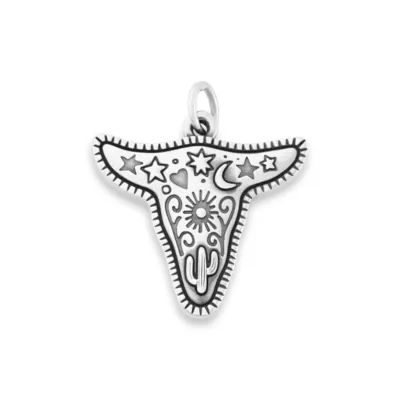 Western Sky Steer Charm in Sterling Silver