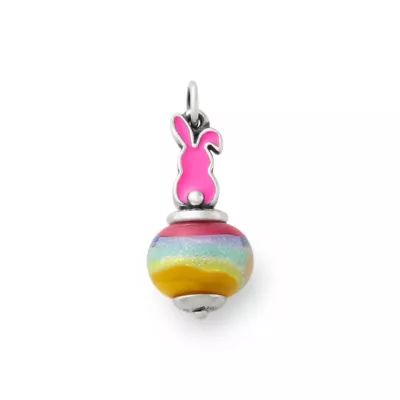 Enamel Sweet Bunny Art Glass Charm in Sterling Silver - Image 2
