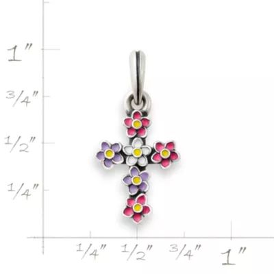 Enamel Floral Cross Pendant in Sterling Silver - Image 8