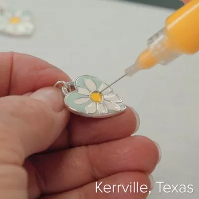 Enamel Daisy Heart Charm in Sterling Silver - Image 4