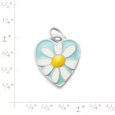 Enamel Daisy Heart Charm in Sterling Silver - Image 7
