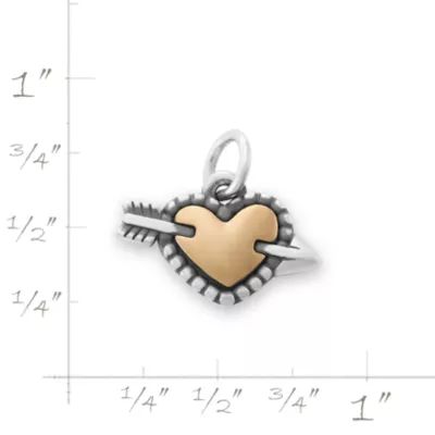 Beaded Heart and Arrow Charm in Sterling Silver and Bronze - Image 4