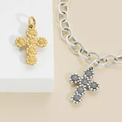 Sunflower Cross Charm in Sterling Silver - Image 4