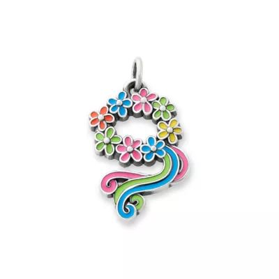 Enamel Floral Crown Charm in Sterling Silver