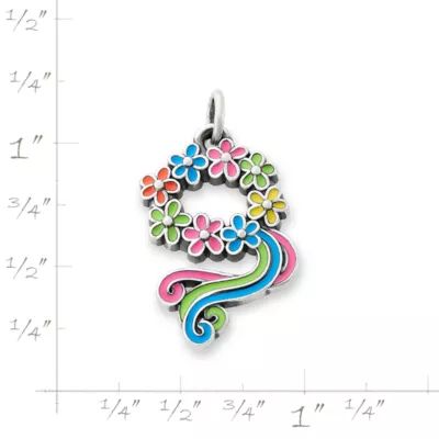 Enamel Floral Crown Charm in Sterling Silver - Image 6