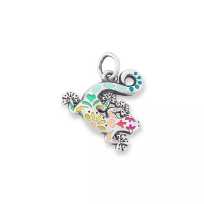 Enamel Festive Gecko Charm in Sterling Silver