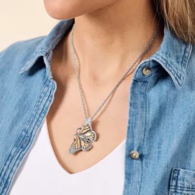 Monarch Butterfly Pendant in Sterling Silver and Bronze - Image 5