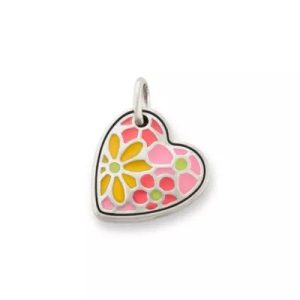 Enamel Groovy Heart Charm in Sterling Silver