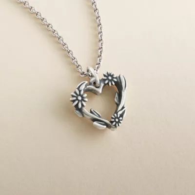 Flowering Vines Heart Charm in Sterling Silver - Image 2