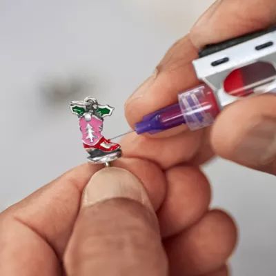 Enamel Christmas Cowboy Boot Art Glass Charm in Sterling Silver - Image 5