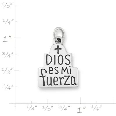 Dios es Mi Fuerza Charm in Sterling Silver - Image 4