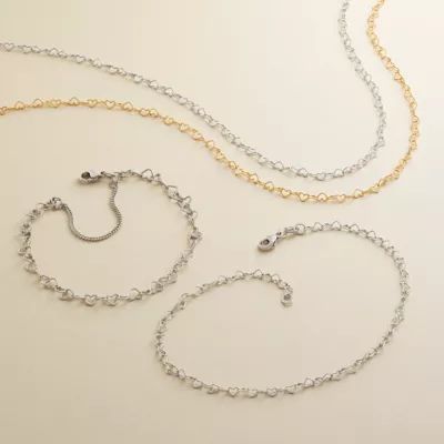 Delicate Connected Hearts Anklet in Sterling Silver - Image 3