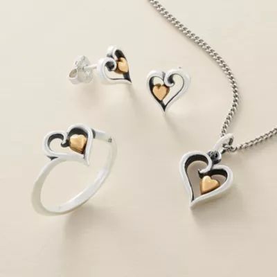 Delicate Joy of My Heart Stud Earrings in Sterling Silver and 14K Yellow Gold - Image 4