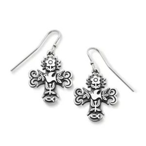 La Primavera Cross Dangle Earrings in Sterling Silver