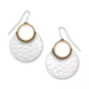 Hammered Eclipse Dangle Earrings in Sterling Silver and Bronze