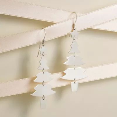 Merry Christmas Tree Dangle Earrings in Sterling Silver - Image 3