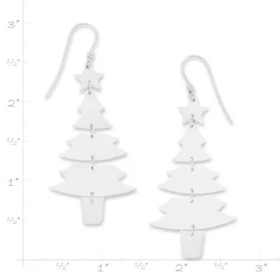 Merry Christmas Tree Dangle Earrings in Sterling Silver - Image 5