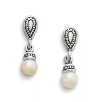 Vintage Cultured Pearl Drop Earrings in Sterling Silver