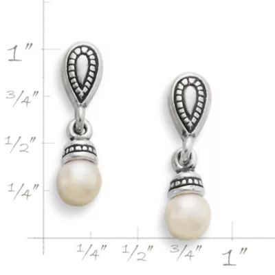 Vintage Cultured Pearl Drop Earrings in Sterling Silver - Image 2