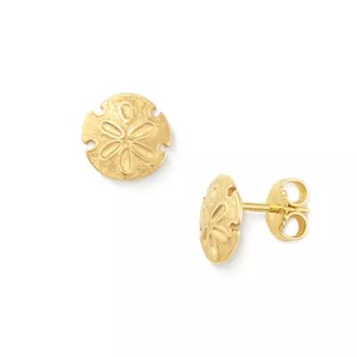 Sand Dollar Stud Earrings in 14K Yellow Gold - Image 2