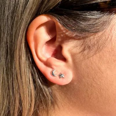 Starry Night Stud Earrings in Sterling Silver or 14K Yellow Gold - Image 2