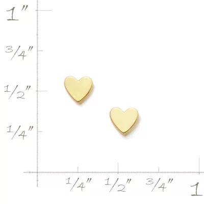 Tiny Heart Stud Earrings in 14K Yellow Gold - Image 2
