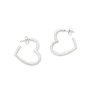 Heart Hoop Earrings in Sterling Silver