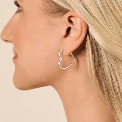 Heart Hoop Earrings in Sterling Silver - Image 4