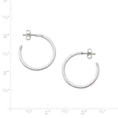 Classic Hammered Hoop Earrings in Sterling Silver or 14K Gold - Image 7